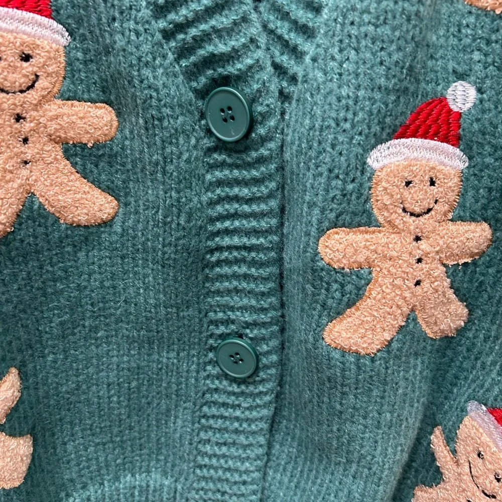 Gingerbread Sweater Christmas Holiday Winter Knit Green Cozy 🎄❄️🎅 - Picture 4 of 9